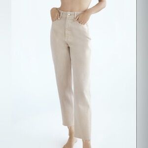 Zara Women's Mom Jeans - Beige Size 4